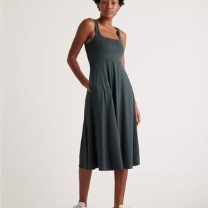 Quince Flowknit Breeze Fit & Flare Dress - Heather Green - Medium